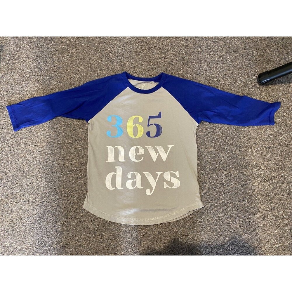 Peek New Year’s Royal Blue Grey 365 Days Baseball Ringer Shirt LN M 8